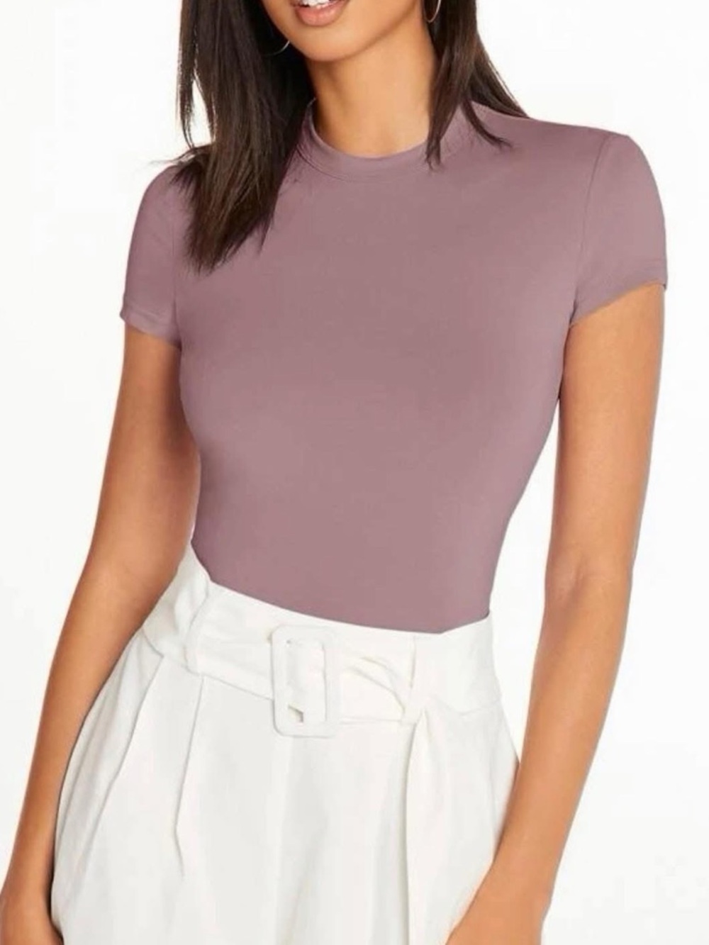 Dusty Mauve Short Sleeve Crewneck Top - Women